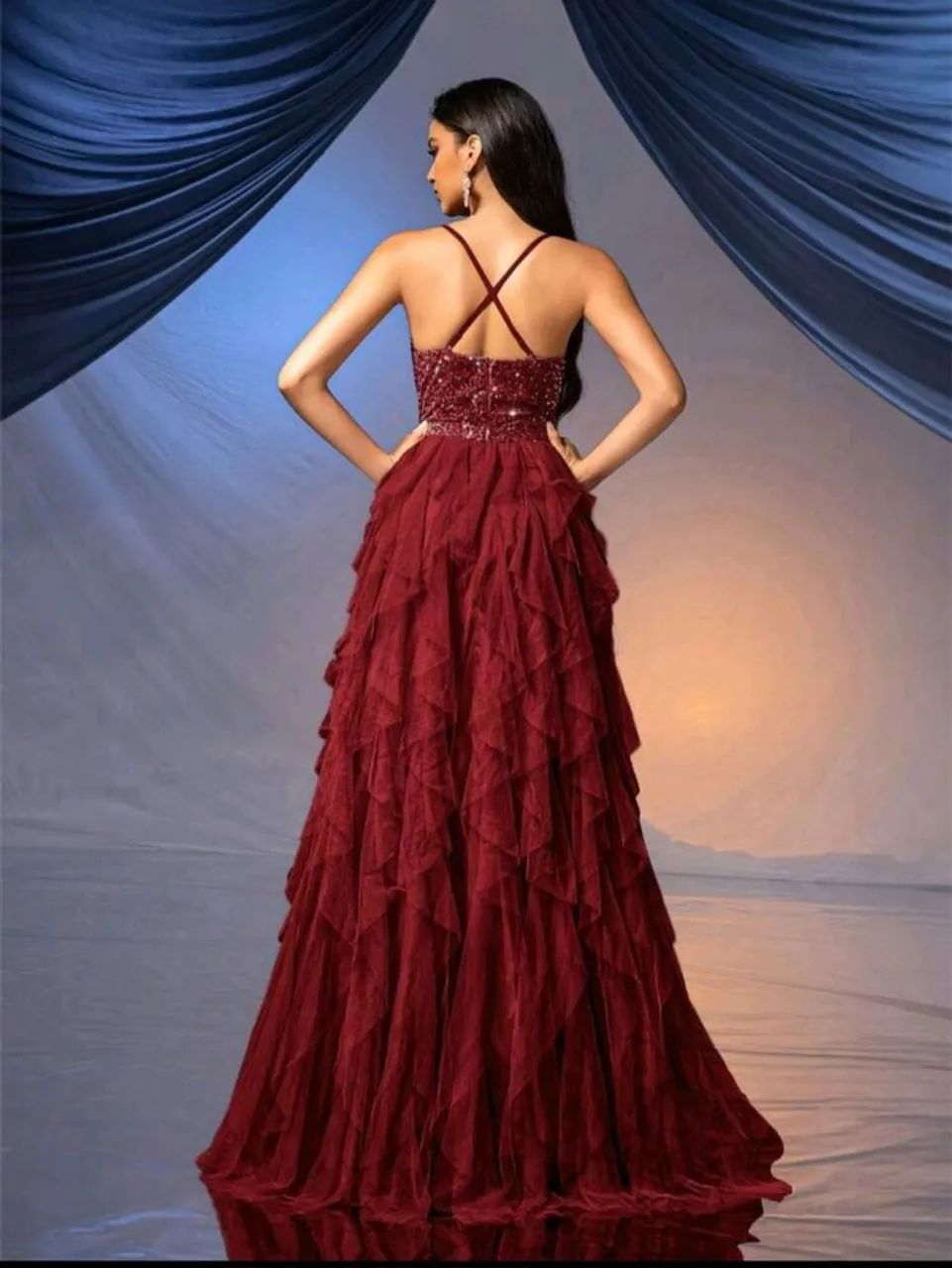 VESTIDO DE FESTA VINHO  - Foto 2