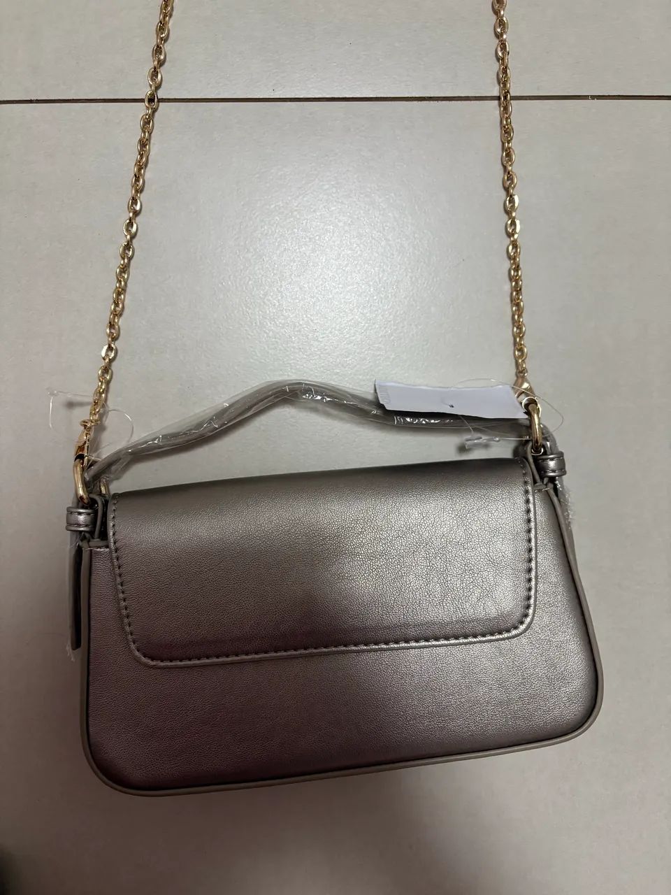 Bolsa couro metalizado nova pequena 