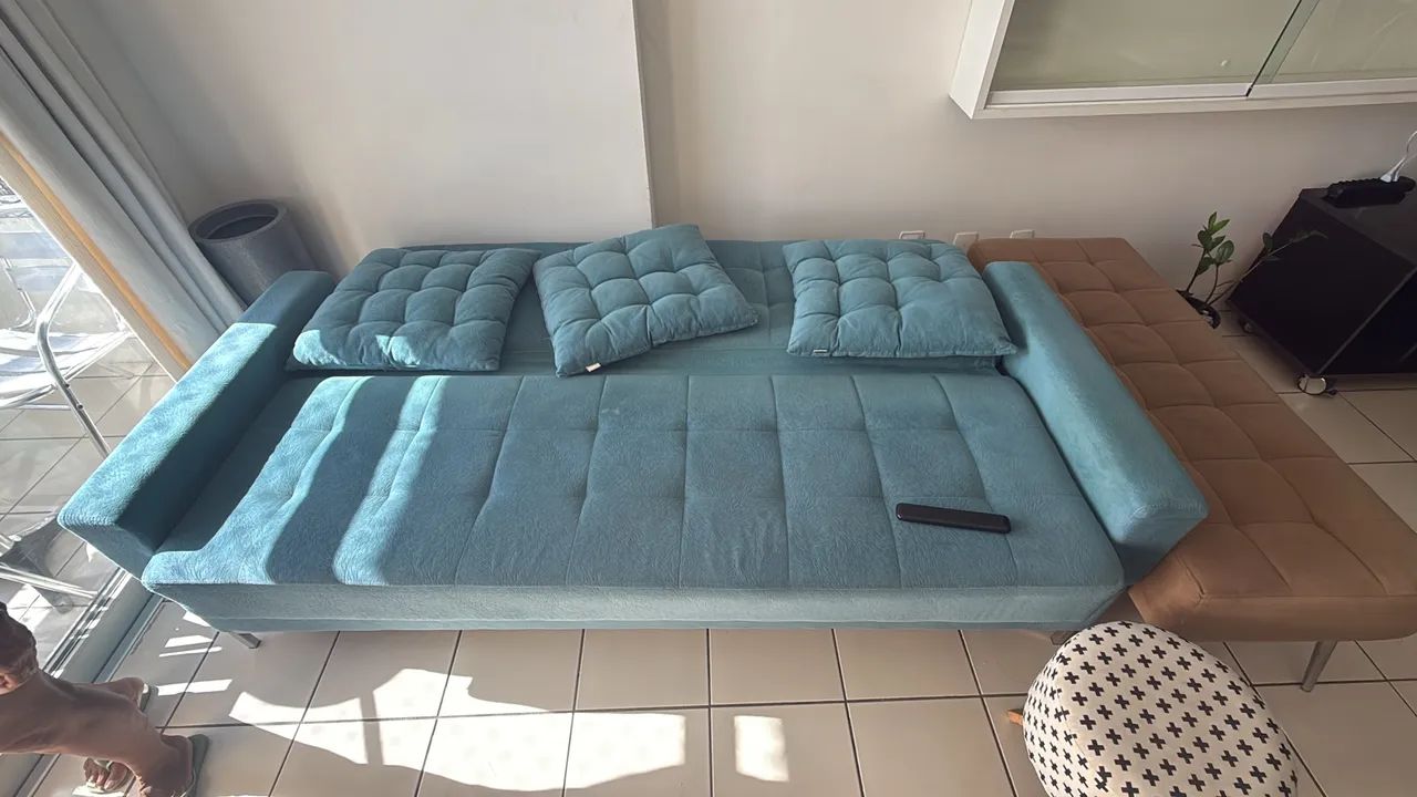 Sofá Cama - Seminovo Azul - Foto 2