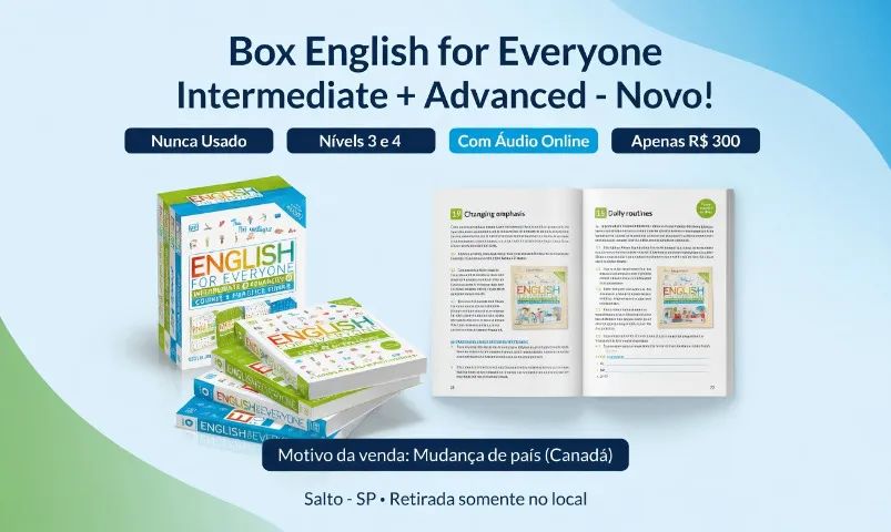Box English for Everyone - Intermediate + Advanced (Níveis 3 e 4) - Excelente Estado! 