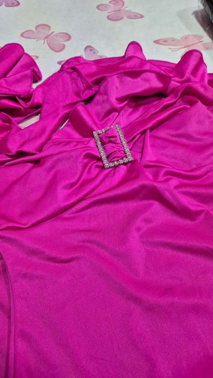 Vestido Rosa Pink Barbiecore com Strass - Festa, Balada e Eventos - Foto 4