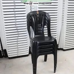 kit 4 Cadeiras de plástico preta 182kg
