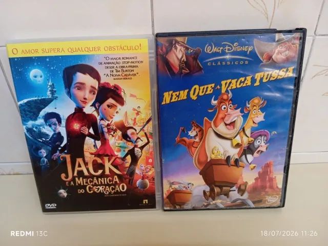 KIT C/2 DVDS ORIGINAIS JACK E A MECÂNICA DO CORAÇÃO/NEM QUE A VACA