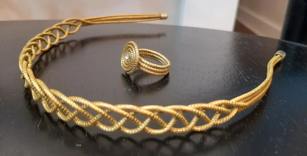 Conjunto de anel e tiara de Capim Dourado - Foto 5