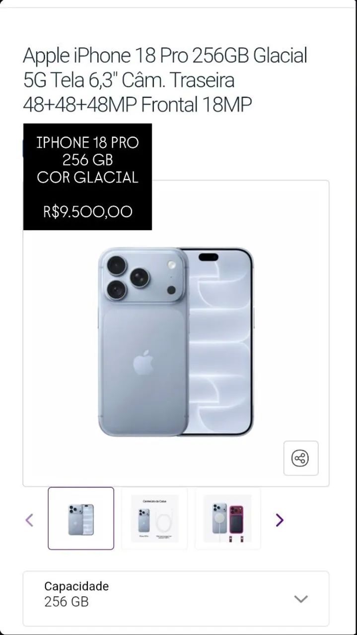 Iphone 18 PRO 256gb Glacial 5G