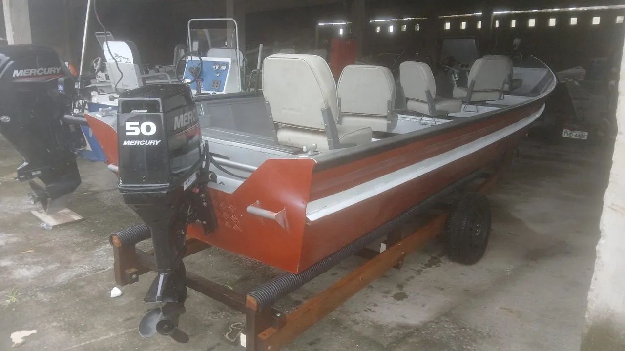 Barco de alumínio com motor de 50HP Mercury - Foto 2