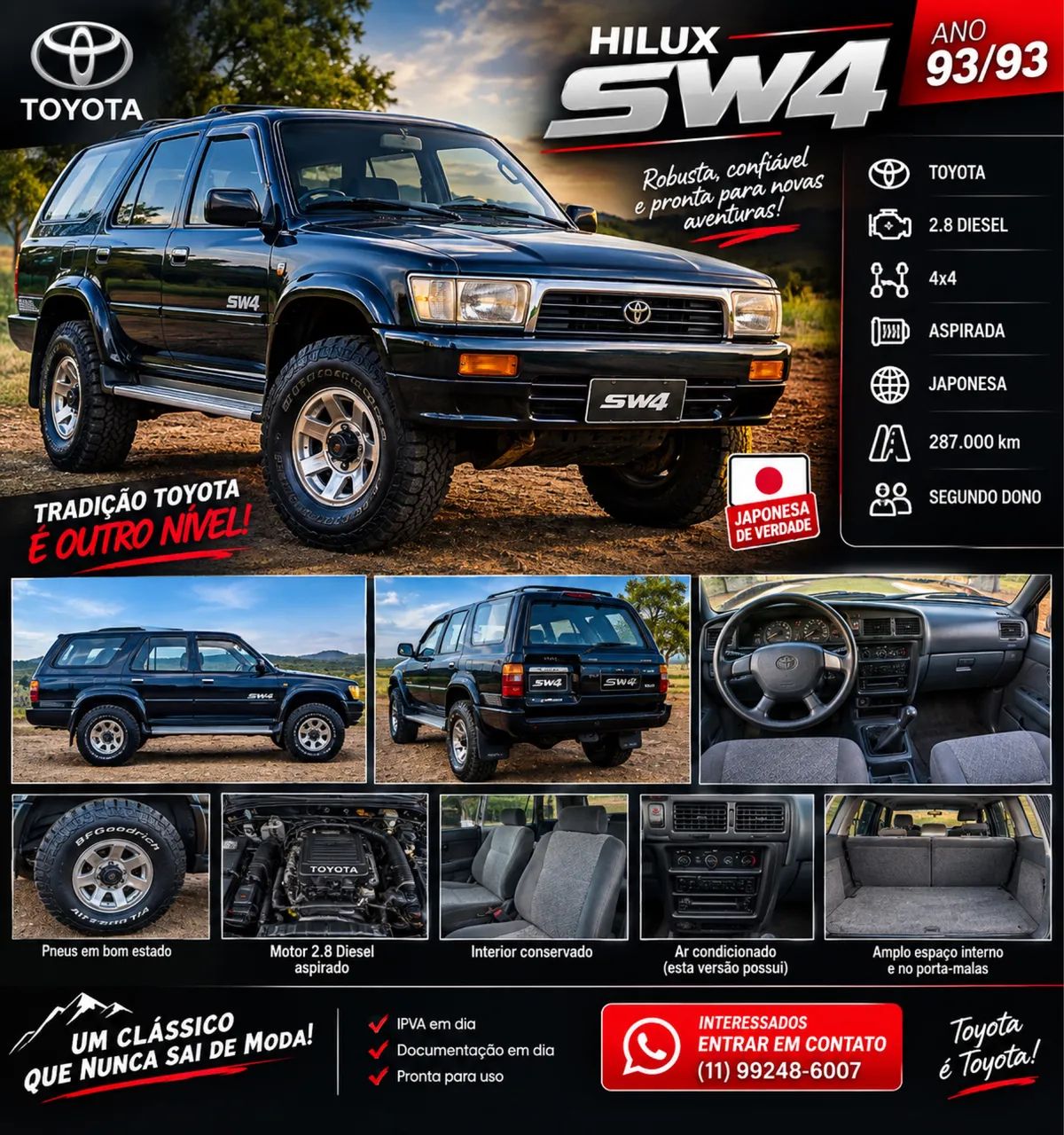 Toyota Hilux SW4 4X4 2.8 Diesel 1993