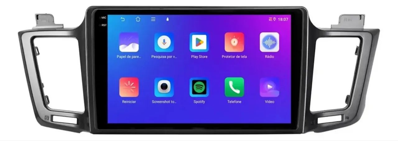 レイオウ Central Multimídia Android 9 Pol. Carplay e A. Auto Rav4 2013 a