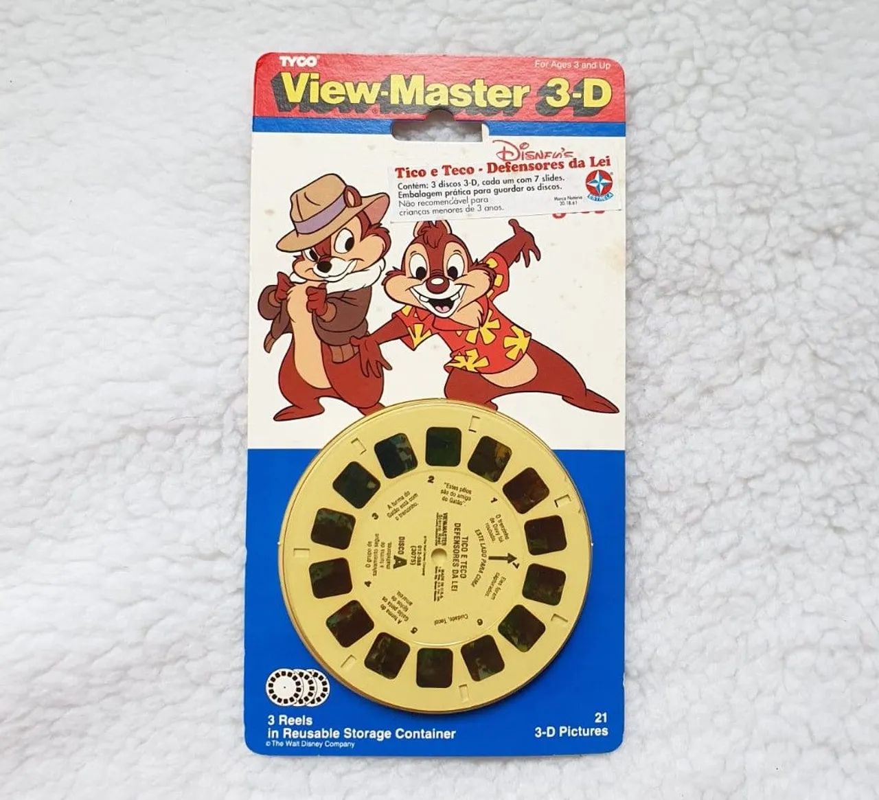 Cartela lacrada com discos para View Master 3D da Estrela dos anos 90 Tico e Teco