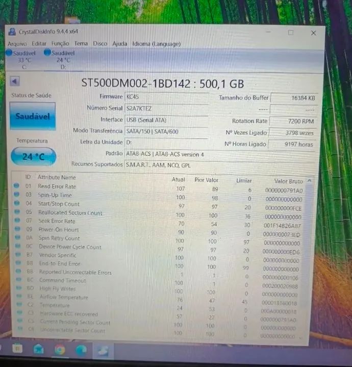Hd de 500 gb funcionando perfeitamente testado e formatado saudável  - Foto 2