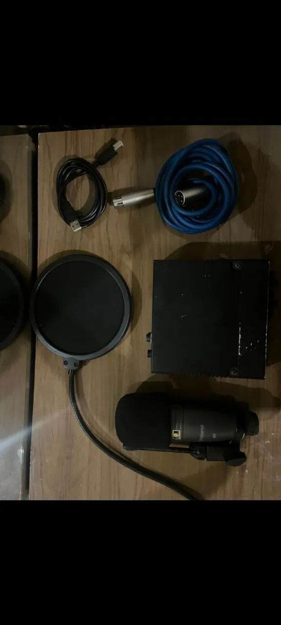 Microfone condensador e interface de áudio pré sonus
