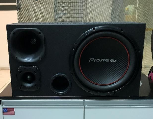 Caixa Trio Subwoofer Pioneer 12 Corneta Tweeter JBL