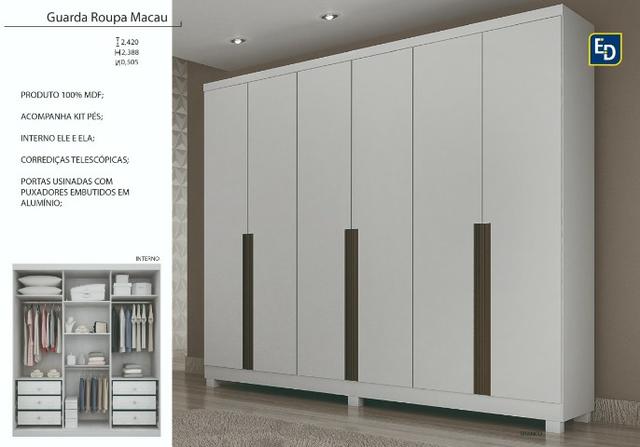 Guarda roupa macau 100%mdf - mega promoçao - montagem gratis - Foto 2
