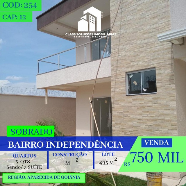 Sobrado de 3 Quartos - Bairro Independência - Aparecida de Goiânia