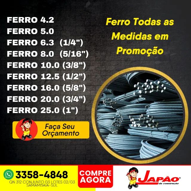 Ferro Vergalhão Com Melhor Preço de Brasília e Entorno Entrega Rápida e Atendimento Top