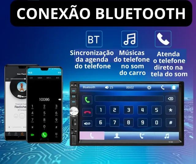 Som Multimídia para Carro Bluetooth com Carregador de Celular - Foto 4