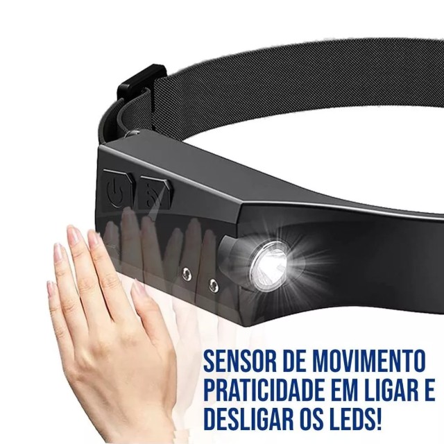 Lanterna De Cabeça Com Sensor 5 Modos De Luz Recarregável - Foto 3