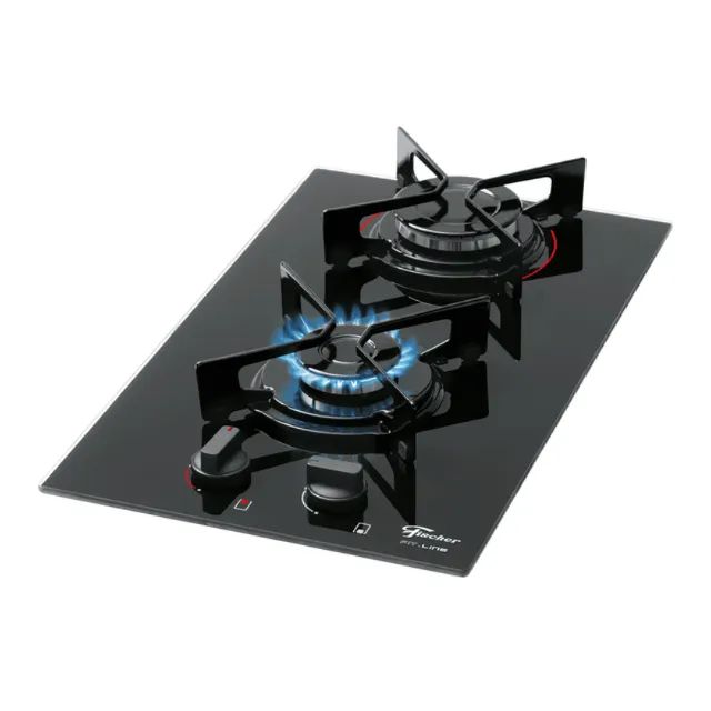 Fogão Cooktop Fischer 2 Bocas Fit Line Gás Mesa de Vidro - Foto 2
