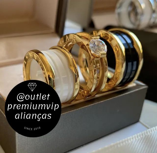 Anel aliança com duplo banho em ouro 18k luxo  - Foto 4