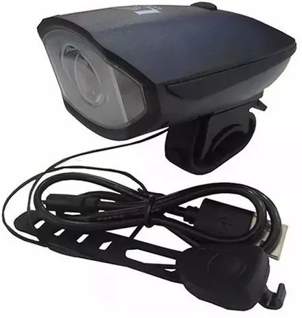 Farol Led Bike Com Buzina Recarrega - Usb 250 Lúmens