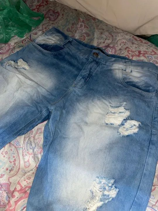 SHORT JEANS MASCULINO RASGADO - Foto 2