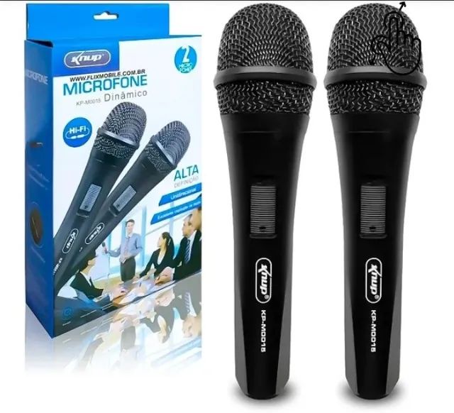 Microfone com fio 2 na caixa 