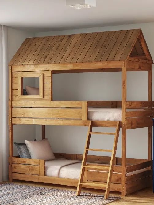 Cama Beliche de Madeira estilo Casinha para Crianças - 2 Andares! - Foto 3