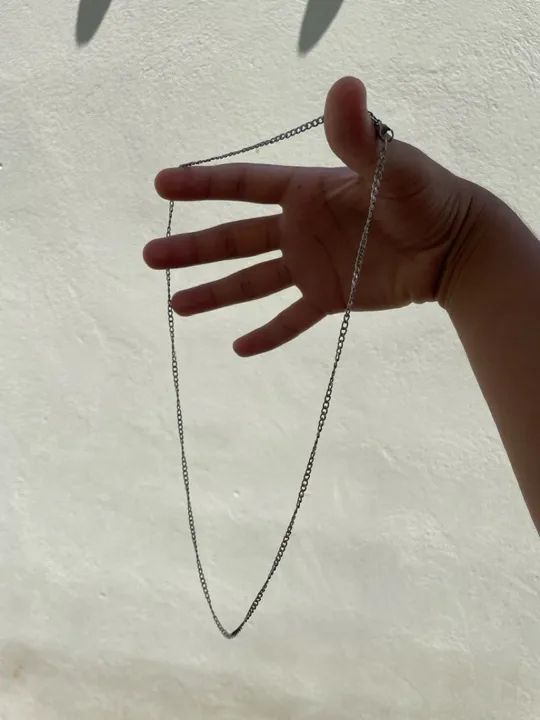 Kit 1 corrente de aço inox + 1 corrente banhada a prata - Foto 4