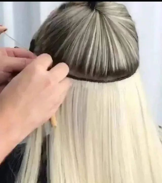 3 telas de cabelo bio humano claríssimo . - Foto 4
