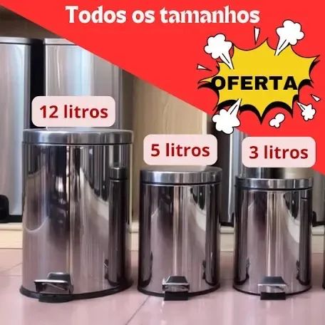 Lixeira inox 12 litros de pé dal - Foto 2