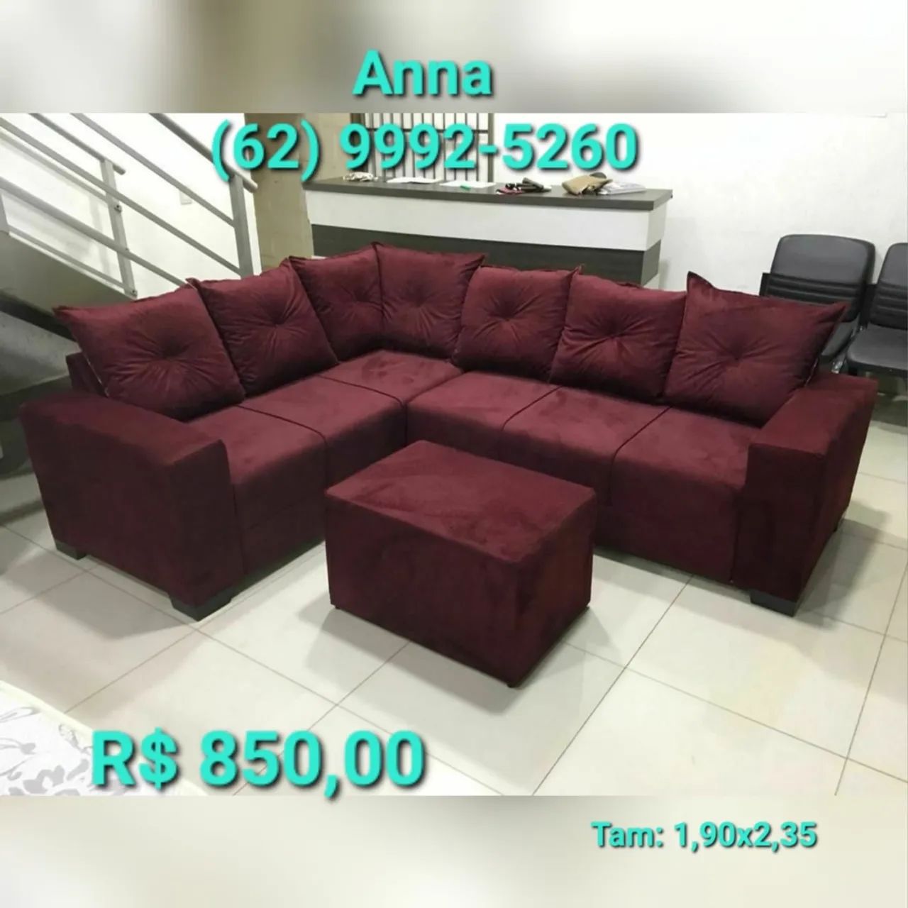 Sofá de canto com puff - Anna * - Foto 3