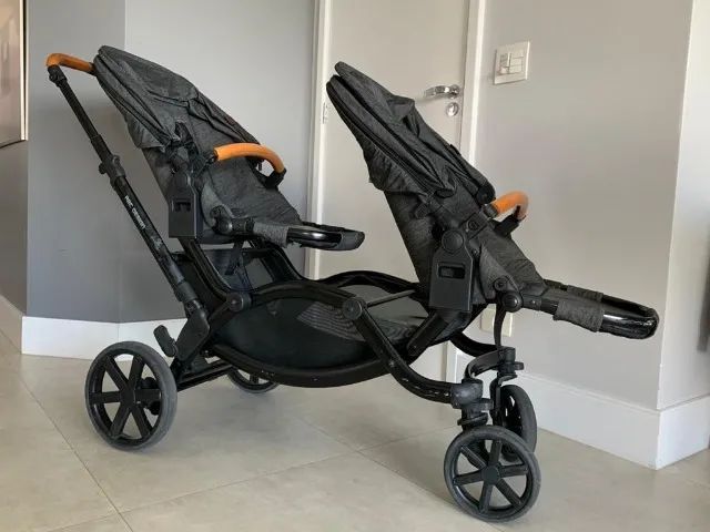 Carrinho Duplo Gêmeos Bebê Abc Designer Zoom Fashion Storm com Bebê Conforto e Acessórios - Foto 3