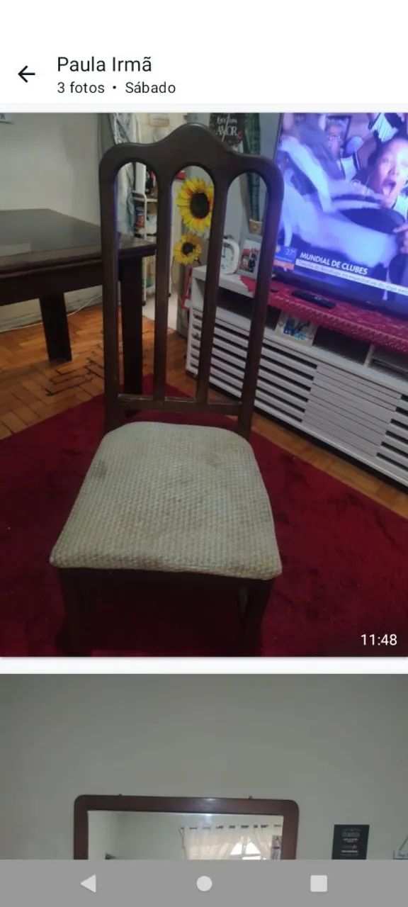 Mesa de Jantar em Madeira com Tampo de vidro e 5 cadeiras Vidro com cadeiras  - Foto 4