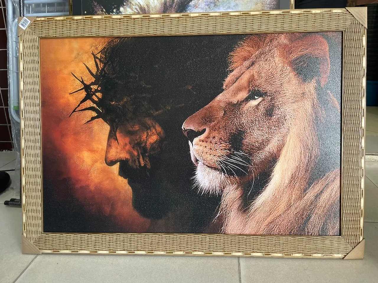 Quadro Decorativo Jesus e Leão - Arte Religiosa