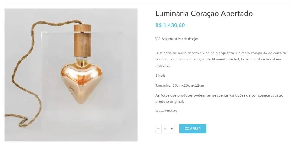 Luminária de mesa "Coração Apertado" Ric Mello - Foto 6