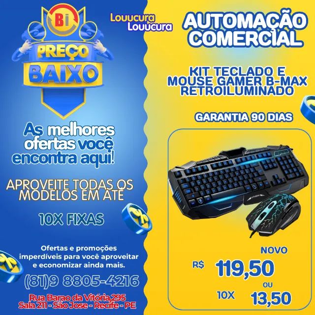 Super Kit Teclado E Mouse Gamer B-max Retroiluminado Usb Cor do teclado Preto