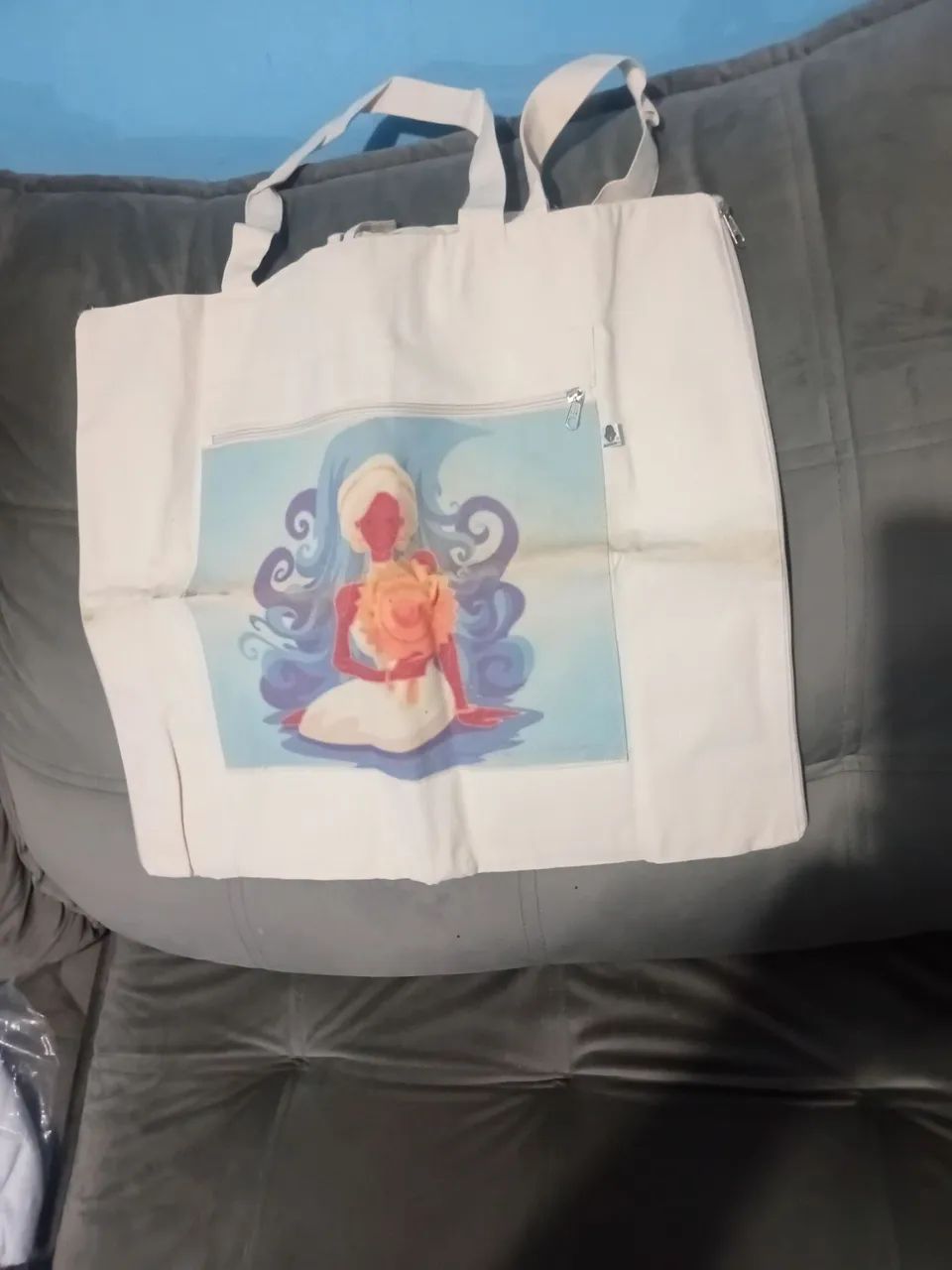 Bolsa grande tecido cru - Foto 2
