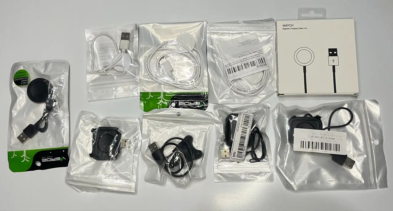 LOTE CARREGADOR APPLE WATCH SMARTWATCH RELÓGIO 4 PEÇAS INDUÇÃO E 5 PEÇAS PINO X8 - Foto 2