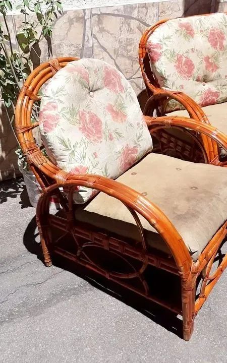 Conjunto de sofá de bambu 2 peças para varanda - Foto 3