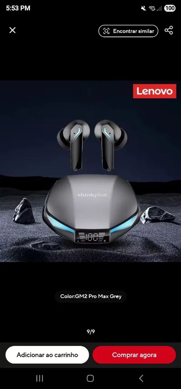 Lenovo GM2 Pro Max- O Methor Fone Gamer Bluetooth para Jogos Mobile - Foto 2