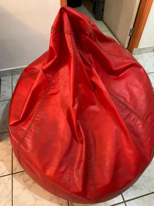 Puff Redondo Vermelho + Enchimento