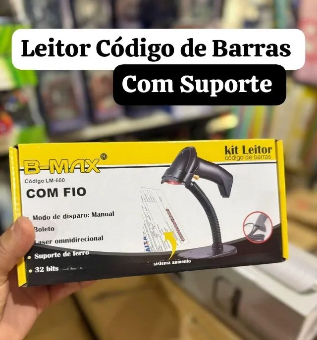 Leitor de Código de Barras com Suporte com Fio