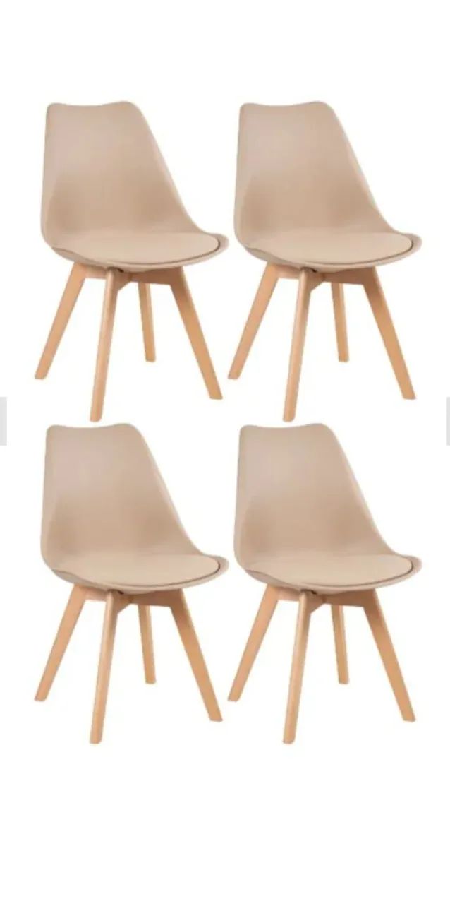 Cadeira Eames com Assento Estofado e Pés de Madeira - Foto 4
