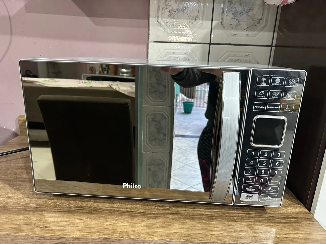 Micro-ondas Philco 25l Espelhado Inox 110