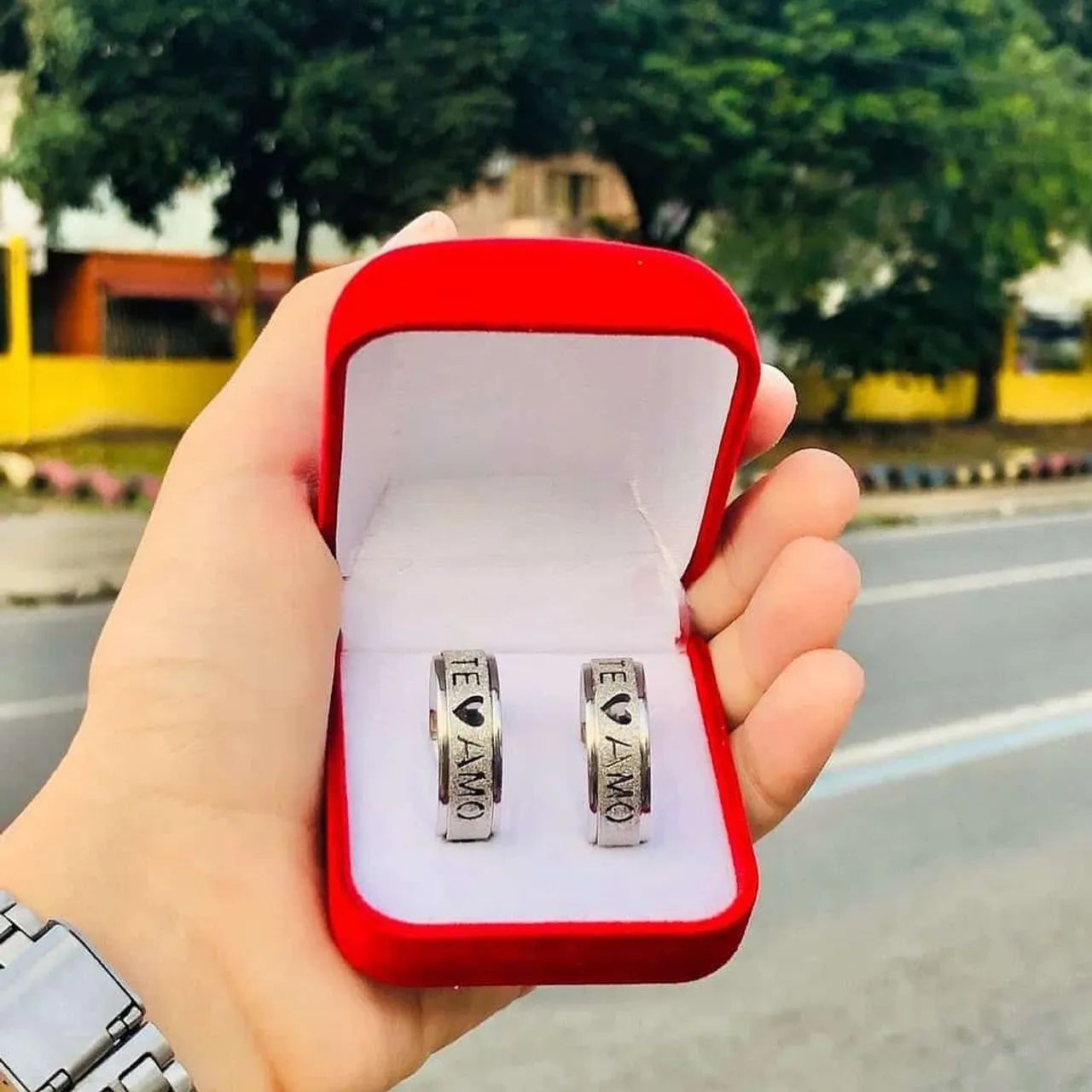 Anéis de compromisso "Te Amo"