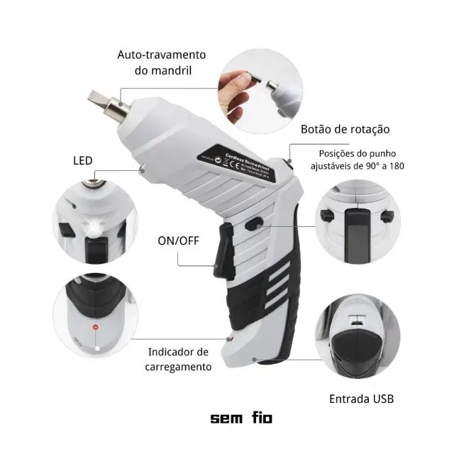 Parafusadeira Mini Portátil Bateria Acompanha Maleta 47 Pçs - Foto 2