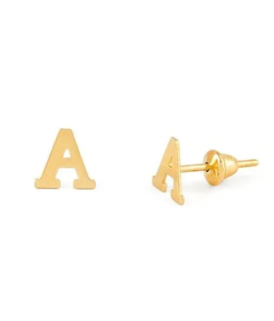 Brinco Letrinha 5 mm Ouro 18 Kilates 