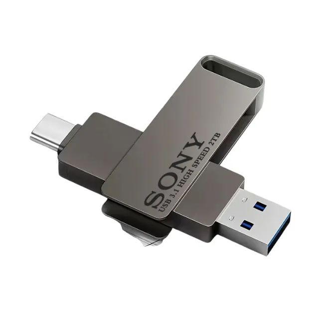 PENDRIVE METALIZADO 2 EM 1, TIPO A E C DE 2TB, INTERFACE USB 3.0 NA COR GRAFITE.