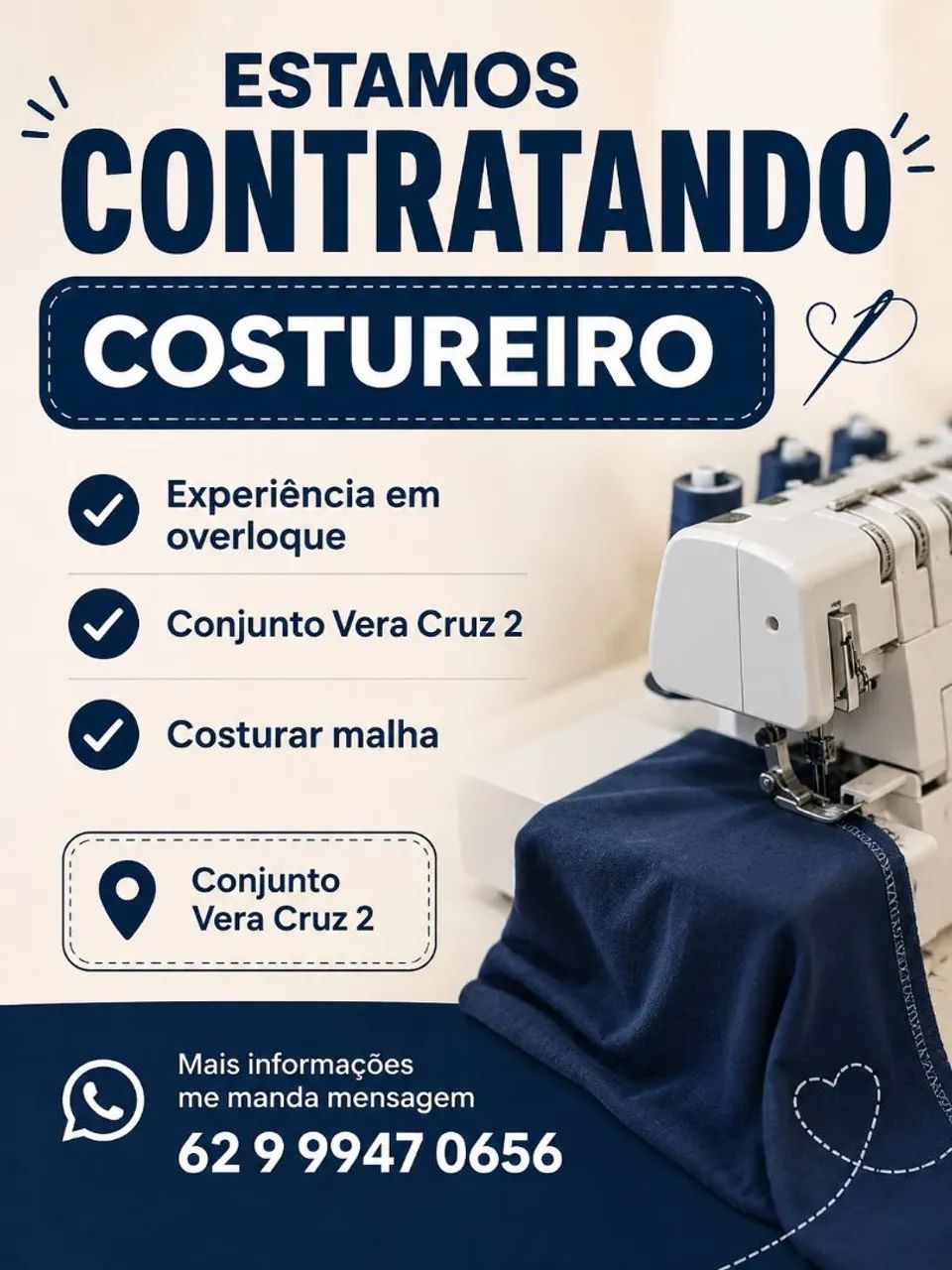 Contratamos costureiro