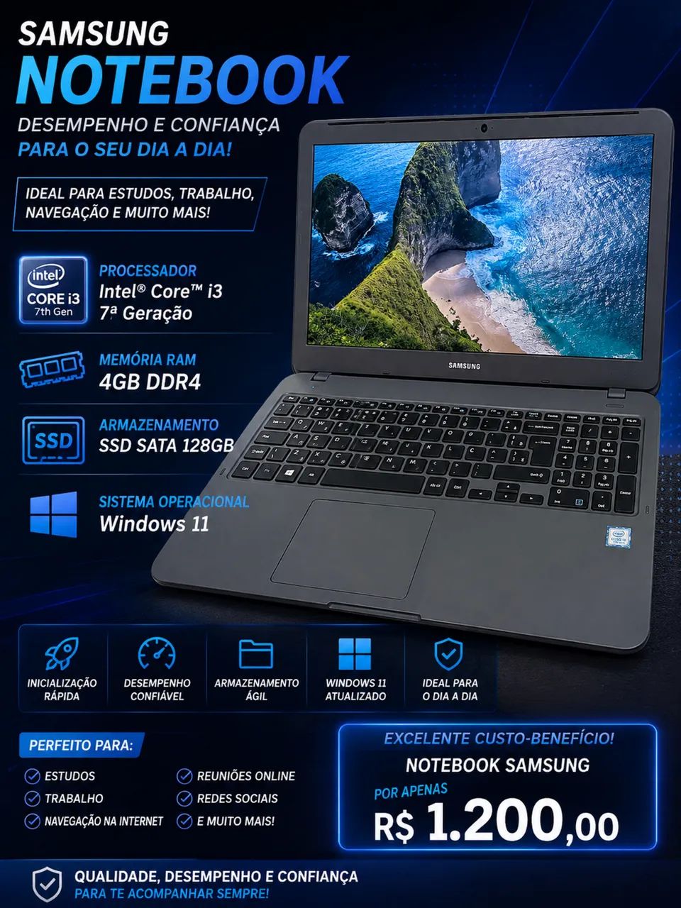 Notebook Samsung i3.